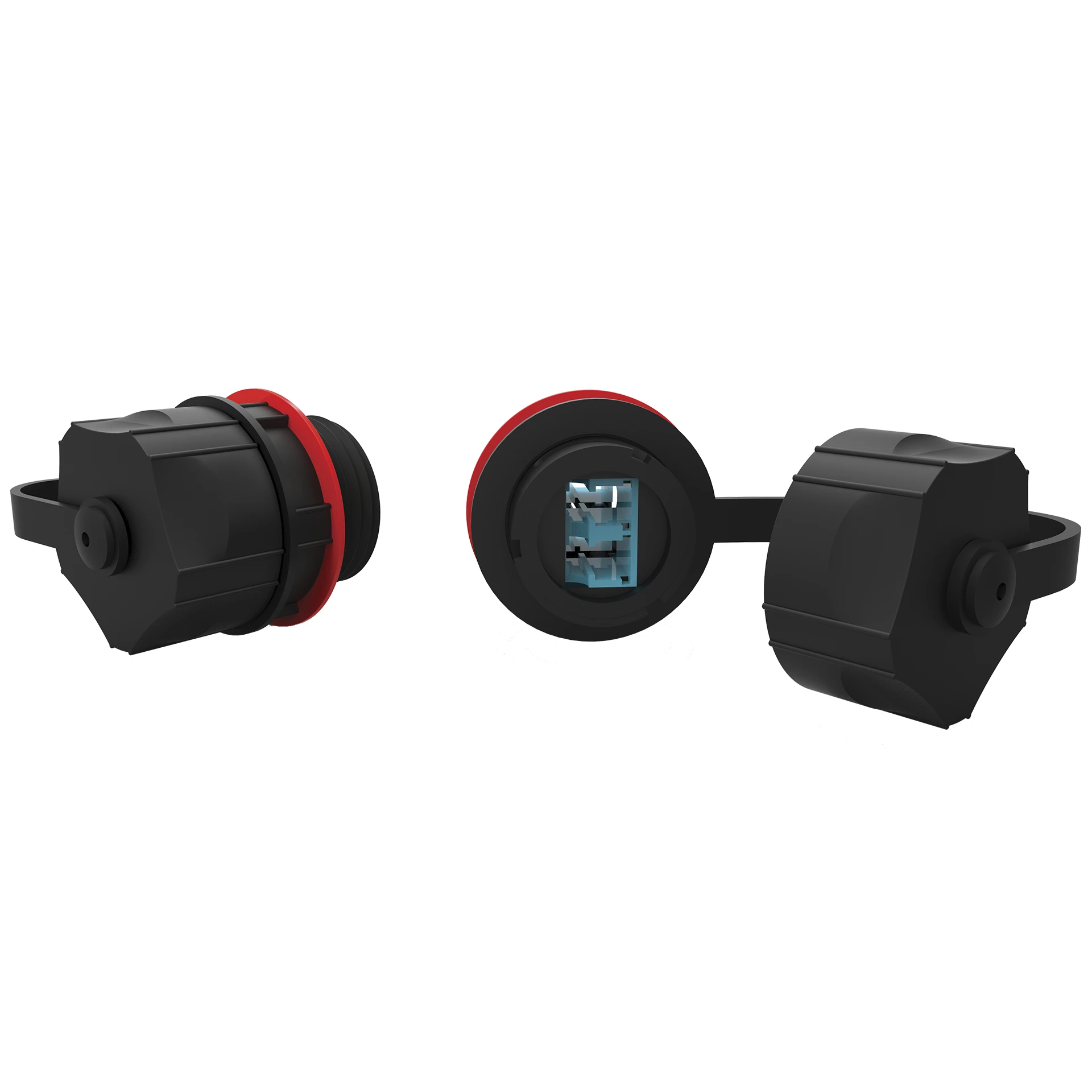 ADAPTADOR OPTICO INDUSTRIAL 02F MM LC-UPC IP67 – NEGRO